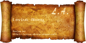Levius Abony névjegykártya